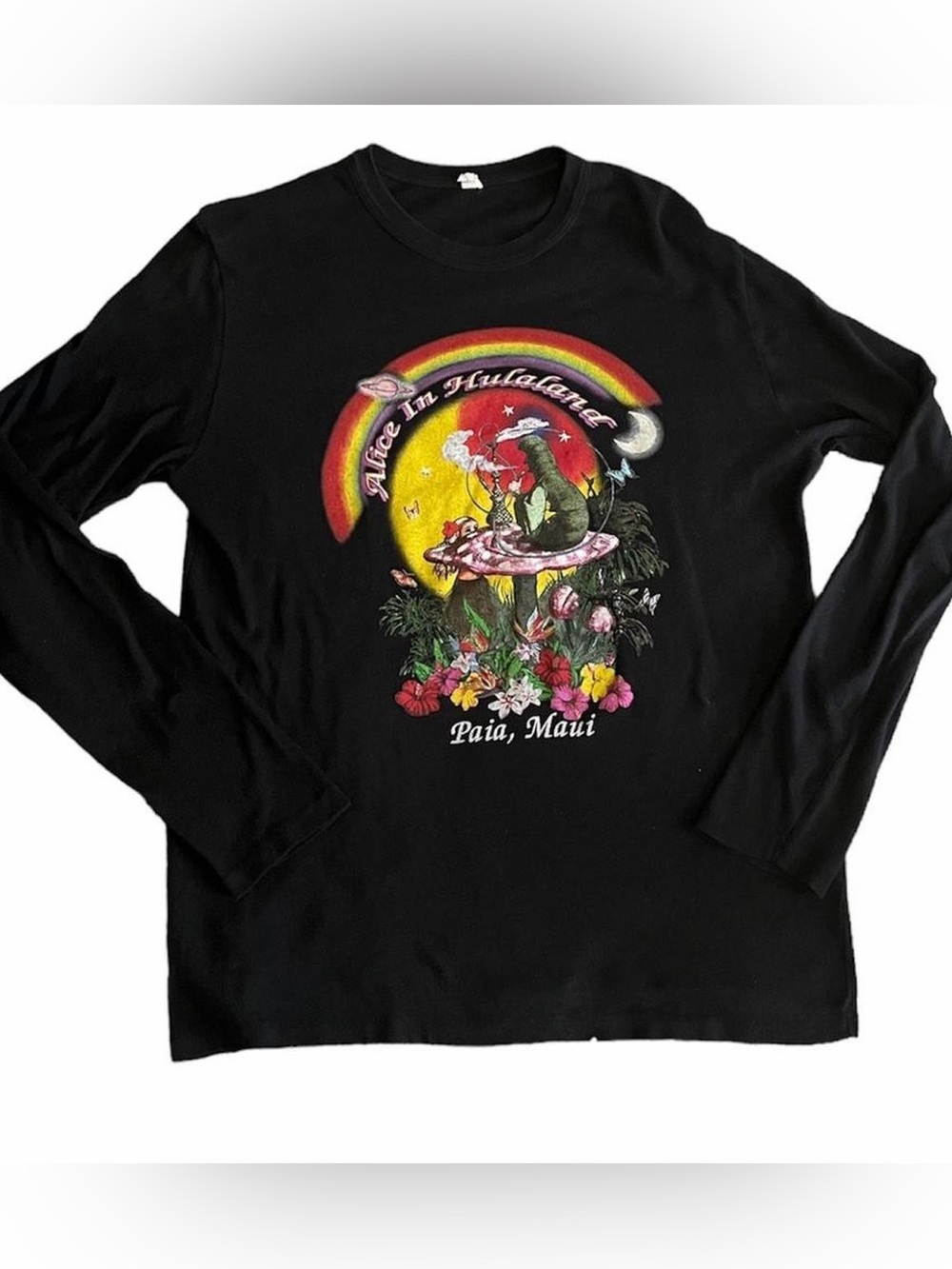2000s alice in hulaland paia maui long sleeve graphic tee